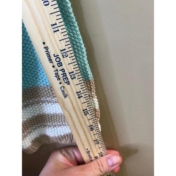 NWT Marble 7020 Blue Beige White Stripes 3/4 Sleeve Pullover Sweater Small - Picture 4 of 10